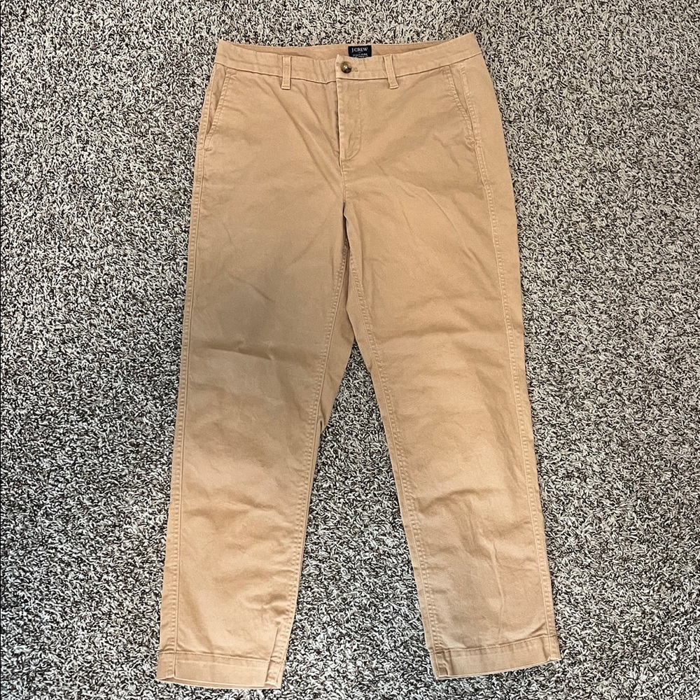 J. Crew High Rise Girlfriend Chino Pant in Camel (Dark Khaki Tan) Women's 10 - Picture 8 of 9